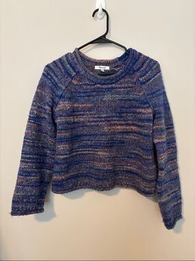 Madewell Variegated Blue & Purple Fuzzy Crewneck Sweater